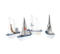 MUELODSIC 4pcs Small Nautical Sailboat Model Decorations Mediterranean Style Miniature Boat Ornaments for Home and Party Craftsmanship Random Styles for Unique Ocean Themed Decor
