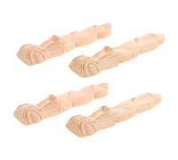 MUELODSIC 4pcs Solid Wood Carved Onlay Appliques European Style Decorative Flower Patterns for Cabinets Doors Furniture Home