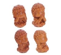 MUELODSIC 4pcs Tibetan Wealth Goddess Wood Carving Beads Natural Smooth Wooden Bead Kit for DIY Bracelet Necklace Jewelry Making Crafts Supplies Ethnic Boho Style