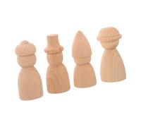 MUELODSIC 4pcs Unfinished Wooden Peg Dolls for DIY Painting Craft Smooth Natural Wood Handcraft Supplies for Creative Decoration and Puppet Theatre and Adults Art Project