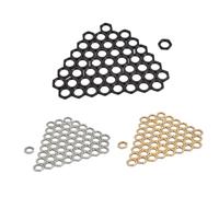 MUELODSIC 50 Pcs Zinc Alloy Fine Tooth Guitar Jack Nuts Inner Gold Thin Replacement for Electric Bass Instrument Socket Compatible with Guitars and Basses