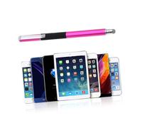 MUELODSIC 5pcs Capacitive Stylus Pen Set for Tablets and Smartphones Double-end Handwriting Touch Pens with Replacement Knit Fiber and Silicone Disc Tips Metal Construction Pink