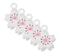 MUELODSIC 5pcs Cherry Blossom Bell Charms Mini Hanging Ornaments for Phone Bag Decoration Japanese Style White Metal Bells with Soothing Sound and DIY Design