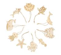 MUELODSIC 60pcs Ocean Animal Wood Cutouts DIY Craft Slices Unfinished Wood Shapes for Painting and Scrapbooking Natural Turtle Octopus Crab DIY Graffiti Supplies for Teens and Home