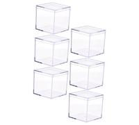 MUELODSIC 6pcs 8.5cm Acrylic Boxes with Lids, Square Storage Containers for Cake, Cookie, and Packaging, grade Reusable Packing Boxes for Party and Wrapping