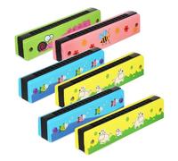 MUELODSIC 6pcs Cartoon Harmonica Double Row Musical Instrument for Beginners Music Education Party Favors with Rich Tunes and Safe Easy to Hold Design