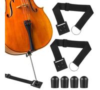 MUELODSIC 6Pcs Cello Endpin Anchor Strap with Adjustable Anti-skid D-ring Design for Stable Playing Rubber Tip Floor Protectors Suitable for Cellists and Double Bass Players Black