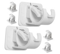 MUELODSIC 6pcs Curtain Rod Brackets White Self-Adhesive Rod Holders for Home and Bathroom No Drilling Required Strong Wall Hooks for Shower Curtains Towels and Closet Racks