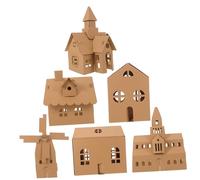 MUELODSIC 6PCS DIY Cardboard Craft Houses Kit for Portable Mini Building with Large and Creative Holiday Activity for Boys Paint Assemble and Learn Architectural Skills at Home School