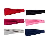 MUELODSIC 6pcs Elastic Sweat Absorbing Headbands for Women and Men Breathable Fitness Hair Bands Ultra Thin Stretchy Yoga Headbands Red Black Navy Pink Wine and Light Grey for Workout and