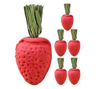 MUELODSIC 6pcs Hamster Chew Small Animal Strawberry Shaped Gnawing for Hamsters Chinchillas Guinea Pigs Rabbits Natural Teeth Cleaning Chews to Boredom and Promote Dental Health