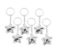 MUELODSIC 6pcs Mirror Disco Ball Keychain Reflective Star Mosaic Design Keyrings for Birthday Party Favors Cowgirl Supplies Bag Decorations