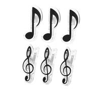 MUELODSIC 6pcs Music Book Clips Strong Clamp Creative Sheet Holders and Notes Metal Plastic Black Treble Clef and Eighth Note Design
