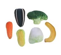 MUELODSIC 6pcs Plush Catnip Toy Set Simulated Vegetable Kitten Play Toys Carrot Cabbage Broccoli Banana Corn Seeds Interactive Pet Teaser for Cats