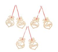 MUELODSIC 6Pcs Unfinished Christmas Wood Cutouts with English Letters Smooth DIY Wooden Heart Embellishments for Painting Graffiti and Holiday Craft Decorations