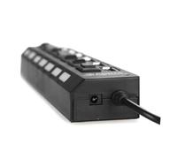 MUELODSIC 7-port USB Hub Multi Charger with On/off Switch for Laptop and Pc, High-speed USB 2.0 Multiport Hub in Black, Suitable for Desktop and Travel Use