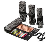 MUELODSIC 72-Slot Canvas Pencil Roll Wrap Organizer Pattern Large Capacity Portable Pencil Storage Pouch for Travel Drawing and Coloring