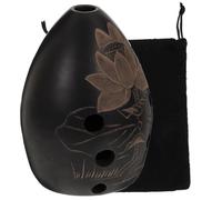 MUELODSIC 8-hole Pear-shaped Ceramic Ocarina Portable Mini Wind Instrument for Beginners Boys and Girls with Carry Bag, Black Brown Patterned Folk Music Instrument for Birthday Random Color