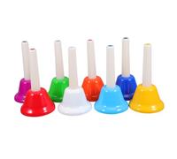 MUELODSIC 8pcs Colorful Hand Bells Set for Wood and Metal Musical Instruments Tone Diatonic Bells for Auditory Development and Classroom Music Lessons