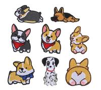 MUELODSIC 8pcs Dog Embroidery Patches Appliques for Clothing Repairing and Decoration Cute Cartoon Including Corgi and German Shepherd Easy to Apply Hot Melt Stickers for