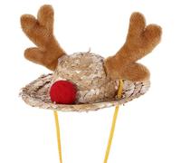 MUELODSIC Adjustable Small Christmas Reindeer Antler Hat for Hamsters and Tiny Pets, Hand-Knitted Mini Decorative Pet Cap Strap, Suitable for Hedgehogs and Small Animals Holiday Costume