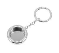 MUELODSIC Aluminium Alloy Tracker Protective Cover with Rhinestone Decoration, Silver Metal Sleeve Keychain Ring, Scratch-Resistant Portable Case with Packaging