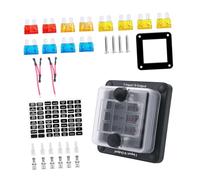 MUELODSIC Automotive Fuse Block Output Distribution Box with Spare Fuses and Self Tapping Screw Mount for Off Road Rv Boat Electrical Systems