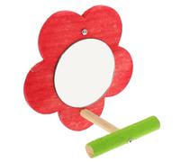 MUELODSIC Bird Mirror Perch Stand Toy with Plum Blossom-shaped Red Mirror for Parrot Cage Training and Stress Relief, Small Size Parakeet Accessory for Budgie and Cockatiel