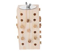 MUELODSIC Bird Wooden Block Chewing for Parrots Bird Bite with Food Holder Foraging Training Interactive Pet Natural Wood