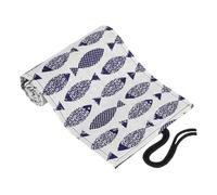 MUELODSIC Canvas Roll-up Pencil Case Organizer with Slots Portable Drawing and Coloring Pencil Storage Pouch Creative Space-Saving Design with Cartoon Saury Pattern for Artists and Students