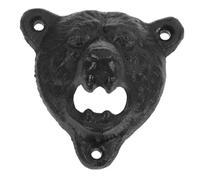 MUELODSIC Cast Iron Wall Mounted Bear Head Bottle Black Rustic Metal Cap Remover for Home Bar Outdoor Use Decorative Beer Wine Bottle