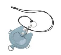 MUELODSIC Cat Head PU Leather Pet Hair Keepsake Keychain Stylish Memorial Pendant for Cat Lovers Secure Hair Storage Keyring Elegant Blue Bag Charm for Pet Remembrance