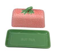 MUELODSIC Ceramic Butter Dish with Lid for Household and Restaurant Elegant Red Butter Storage Container Freshness Preservation Multipurpose Cheese and Dairy Keeper Practical Kitchen