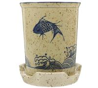 MUELODSIC Ceramic Chopstick Holder Kitchen Utensil Draining Organizer with Spoon Storage, Japanese Style Flatware Crock for Dining Table and Countertop