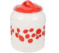 MUELODSIC Ceramic Grease Container with Lid Small Red Kitchen Bacon Grease Keeper Lard Storage Jar for Cooking Oil and Food Storage