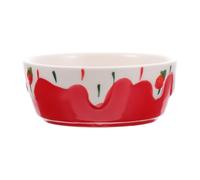 MUELODSIC Ceramic Hamster Feeding Bowl Heavy Anti-tip Strawberry Red Pet Food Dish with Dual Use As Hamster Toilet for Small Animals and Dwarf Pets