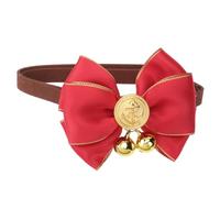 MUELODSIC Chic Bow-knot Bell Puppy Collar Vintage Wine Red Stylish Pet Necklace for Dogs and Cats Comfortable Outdoor Use