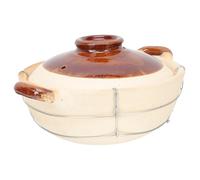 MUELODSIC Chinese Clay Pot Single Handle Casserole for Household Cooking Small Rice Noodle Soup Pot with Balanced Heat Transfer Traditional Earth Kiln Fired for Braised Chicken