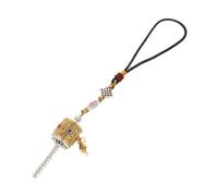 MUELODSIC Chinese Tibetan Buddhist Prayer Wheel Car Hanging Ornament for Rearview Mirror Decorative Pendant with Traditional Knot Feng Shui Interior Accessory for Positive Energy and Car