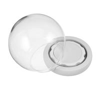 MUELODSIC Clear Glass Dome Cloche with White EVA Base Anti-drop Clasp for Preserved Flowers DIY Display Wooden Base Decorative Showcase for Collectibles Snow Globe Sphere Home Decor