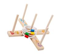 MUELODSIC Colorful Wooden Ring Throwing for Hand Eye Coordination Game with Cartoon Patterns Outdoor Fun Game for Family Gatherings and Early Learning Development
