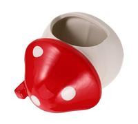 MUELODSIC Cooling Ceramic Mushroom Hamster Hideout for Small Animals Gerbil Habitat with Summer Cooling Bed Easy-clean Red Ceramic House Festive Christmas Cage Decor Accessory