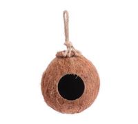 MUELODSIC Creative Natural Coconut Shell Hanging Bird House with Rope for Parrots Finches Sparrows Unique Hollow Nest Feeder for Wild Birds