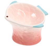 MUELODSIC Creative Pink Fish Shaped Elevated Cat Food Bowl Protective Pet Feeder Dish with Smooth Surface for Kitten Feeding Easy to Dish for Cats and Pets