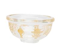 MUELODSIC Crystal Clear Buddhist Offering Bowl Golden Auspicious Water Cup for Holy Water Compact Anti-Aging Transparent Ritual Bowl Small with Large Capacity for Temple and Home Use