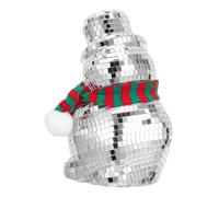 MUELODSIC Disco Ball Snowman Ornament with Reflective Mosaic Mirror Tiles and Knitted Scarf Lightweight Glass Christmas Decoration for Office Home Party Holiday Ambiance Enhancer
