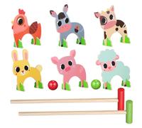 MUELODSIC Educational Wooden Animal Croquet Set for Natural Solid Preschool Sports with Balls Impact Resistant Material for Home and Nursery Play Fun Physical Activity Game for Boys