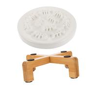 MUELODSIC Elevated Ceramic Dog Slow Feeder Bowl with Raised Wooden Stand Spill Pet Dish for Small Dogs and Cats Food Grade Odorless Material Easy to Clean Slow Eating Bowl