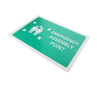 MUELODSIC Emergency Assembly Point Sign Aluminum Warning Label for Public Safety Lightweight Fire Evacuation Indicator with Eye Catching Symbol for Emergency Response