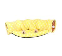 MUELODSIC Foldable 2-in-1 Rabbit Tunnel Bed and Yellow Half-moon Pet Hideout with Indoor Small Animal Tunnel for Bunnies and Guinea Pigs